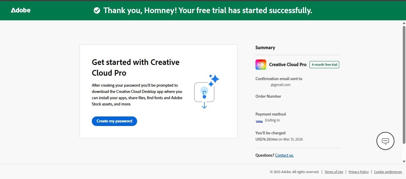 thank you Enjoy 4 Months of Adobe Creative Cloud Pro  -  Absolutely Free